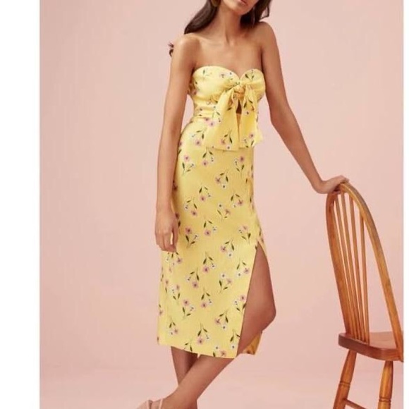 Yellow Limoncello Strapless midi length dress - Picture 6 of 6